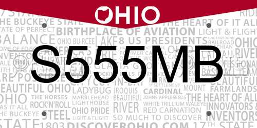 S555MB Ohio License Plate