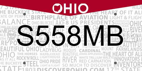 S558MB Ohio License Plate