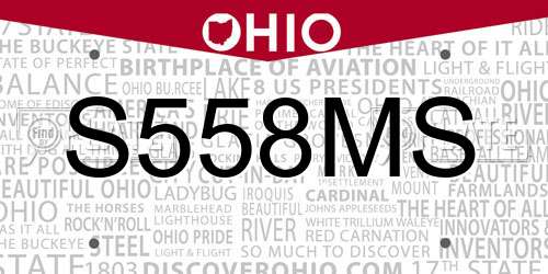 S558MS Ohio License Plate