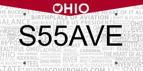 S55AVE Ohio License Plate
