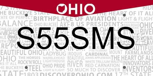 S55SMS Ohio License Plate