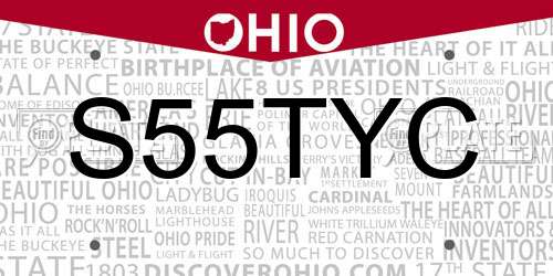 S55TYC Ohio License Plate