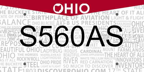 S560AS Ohio License Plate