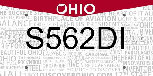 S562DI Ohio License Plate