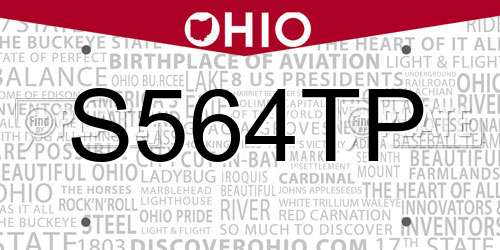 S564TP Ohio License Plate
