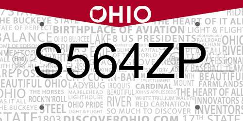 S564ZP Ohio License Plate