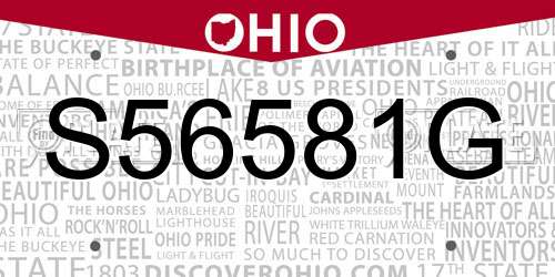 S56581G Ohio License Plate