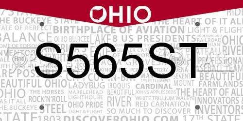 S565ST Ohio License Plate