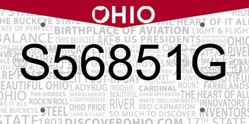 S56851G Ohio License Plate