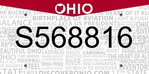 S568816 Ohio License Plate