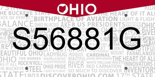 S56881G Ohio License Plate