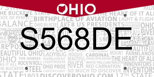 S568DE Ohio License Plate
