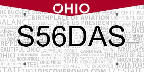 S56DAS Ohio License Plate
