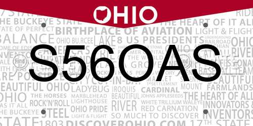 S56OAS Ohio License Plate
