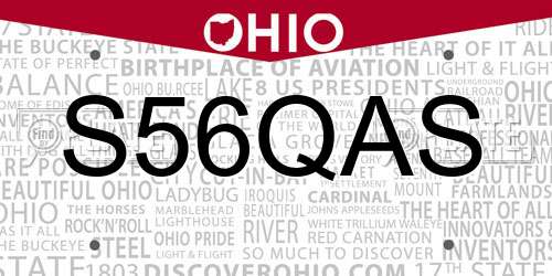 S56QAS Ohio License Plate