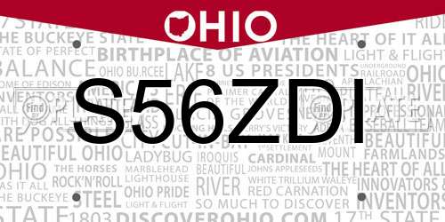 S56ZDI Ohio License Plate