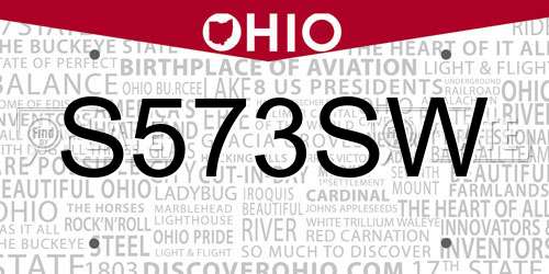 S573SW Ohio License Plate