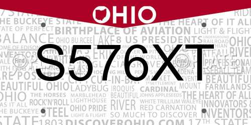 S576XT Ohio License Plate