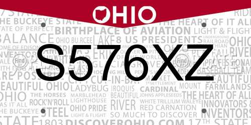S576XZ Ohio License Plate