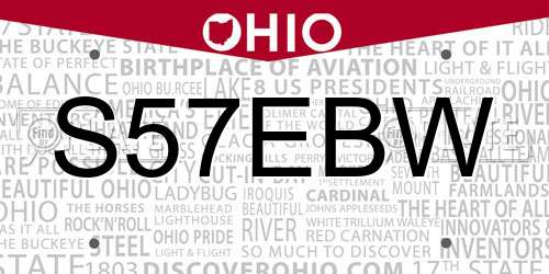S57EBW Ohio License Plate