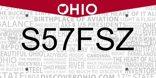 S57FSZ Ohio License Plate