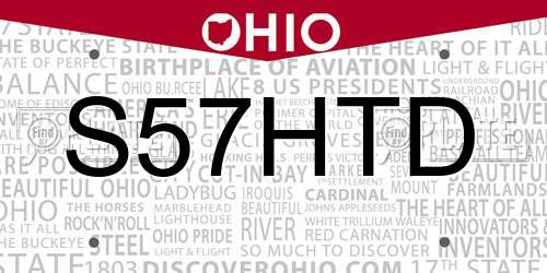 S57HTD Ohio License Plate