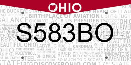 S583BO Ohio License Plate