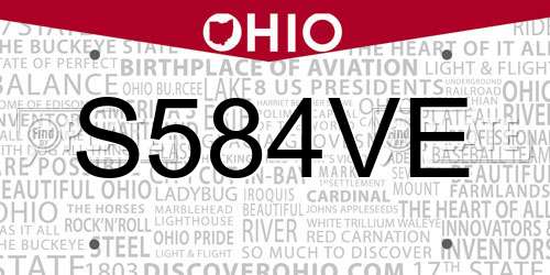 S584VE Ohio License Plate