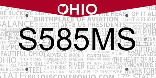 S585MS Ohio License Plate