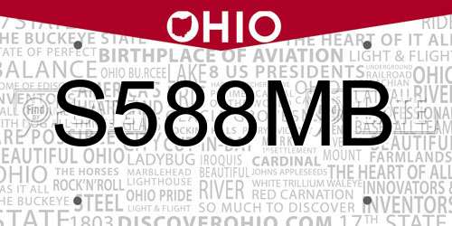 S588MB Ohio License Plate