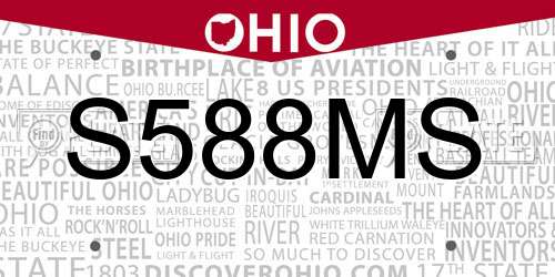 S588MS Ohio License Plate