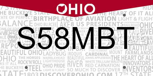 S58MBT Ohio License Plate