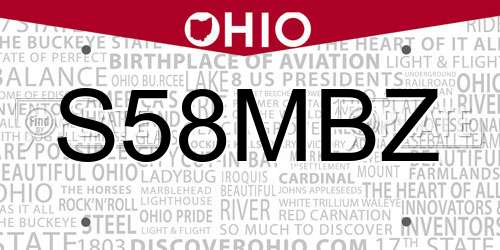 S58MBZ Ohio License Plate