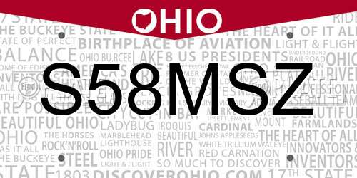 S58MSZ Ohio License Plate