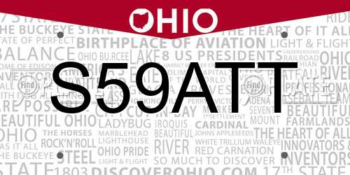S59ATT Ohio License Plate