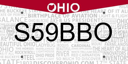 S59BBO Ohio License Plate