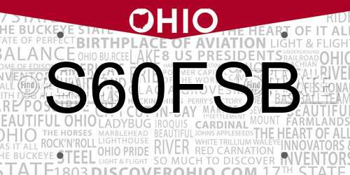 S60FSB Ohio License Plate