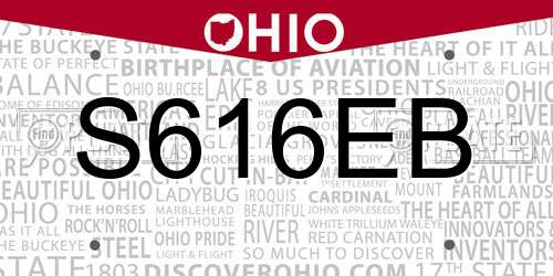 S616EB Ohio License Plate