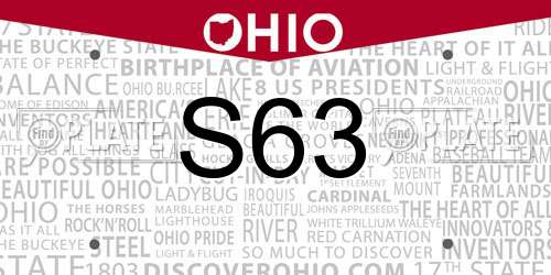 S63 Ohio License Plate