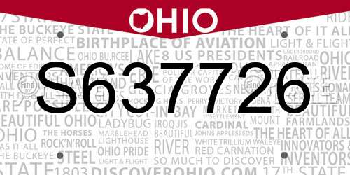 S637726 Ohio License Plate