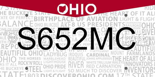 S652MC Ohio License Plate