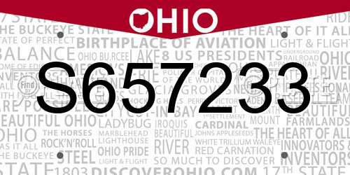 S657233 Ohio License Plate