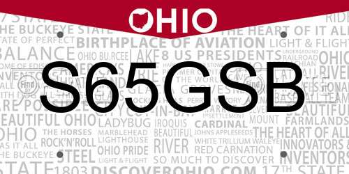 S65GSB Ohio License Plate