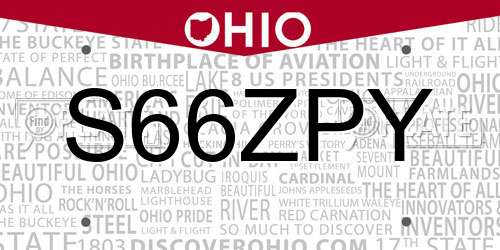 S66ZPY Ohio License Plate