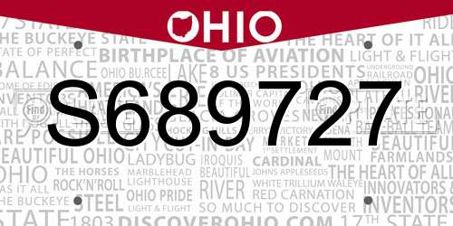 S689727 Ohio License Plate
