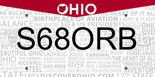 S68ORB Ohio License Plate