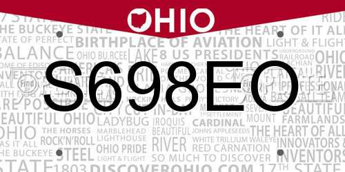 S698EO Ohio License Plate