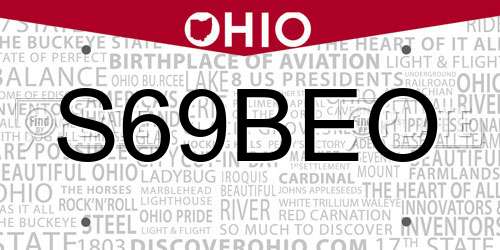 S69BEO Ohio License Plate