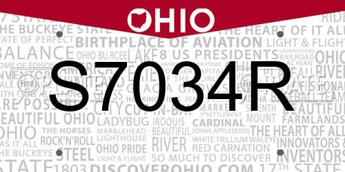 S7034R Ohio License Plate