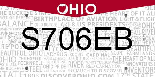 S706EB Ohio License Plate